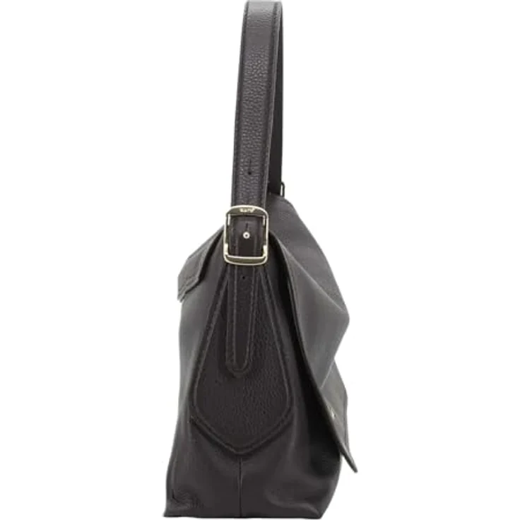 Abro Carina Schultertasche, Leder 26 cm, Braun, mit abnehmbarem Umhängeriemen und Reißverschlussfach – Bild 3