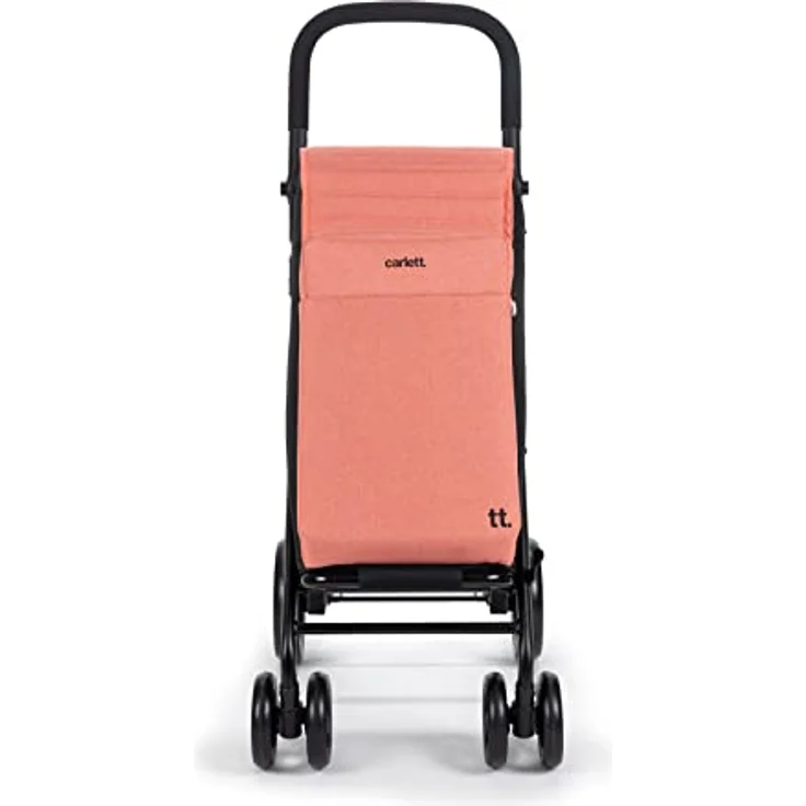 Carlett - Einkaufstrolley, Faltbarer Supermarkt-Trolley, mit 4 regenfesten Rädern und einem großen Fassungsvermögen von 25kg, Haupttasche 50L, Thermotasche 10L und Hecktasche - Lachsfarben – Bild 2