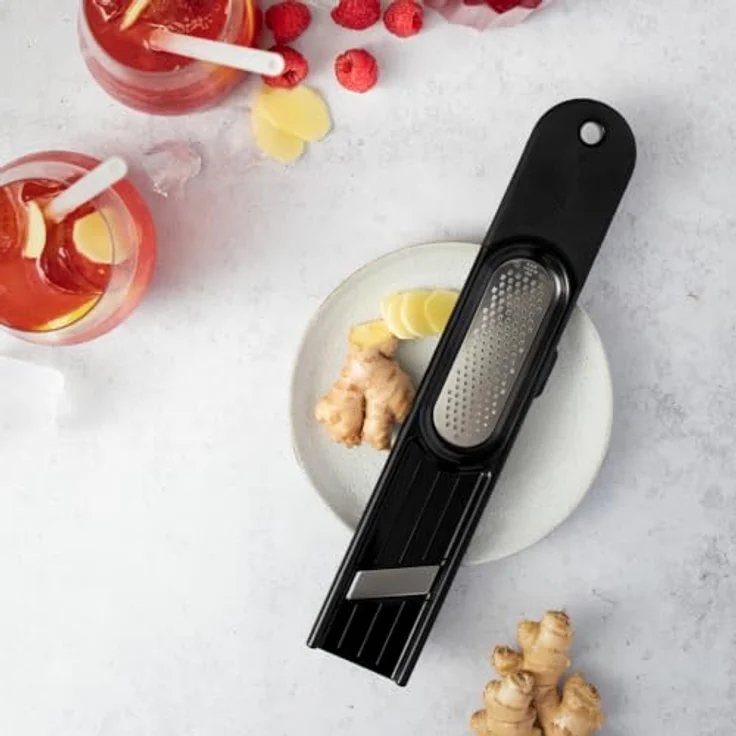 Microplane Ingwer Reibe 3 in 1, Küchenreibe für Ingwer, Knoblauch und Gewürze, schwarz Edelstahl – Bild 6
