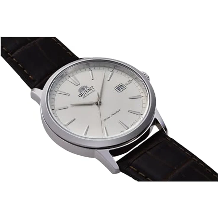 Orient Casual Uhr RA-AC0F07S10B, mechanische Armbanduhr mit 42 mm Edelstahlgehäuse, hellgraues Zifferblatt und braunem Lederarmband – Bild 3