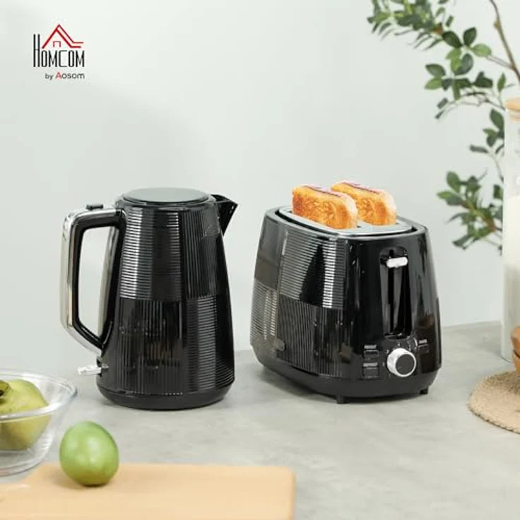 HOMCOM Toaster 1.7 L, 2200 W mit automatischer Zentrierung und Krümelfach, Schwarz – Bild 2