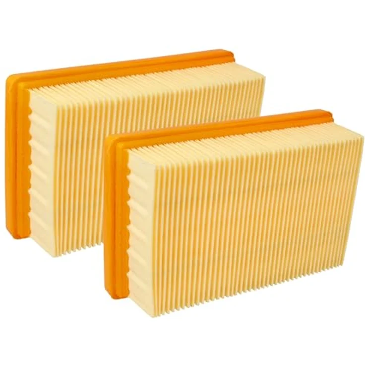 vhbw Set 2X Flachfaltenfilter, kompatibel mit Kärcher WD 6 P S V-30/6/22/T, orange, Hochwertige Filtration für Nass-/Trockensauger – Bild 1