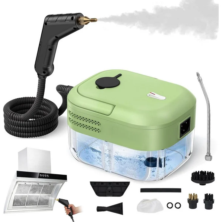 AKKEE Tragbarer Handdampfreiniger 2200W mit 1200 ml Wassertank, vielseitige Anwendungsmöglichkeiten, grün