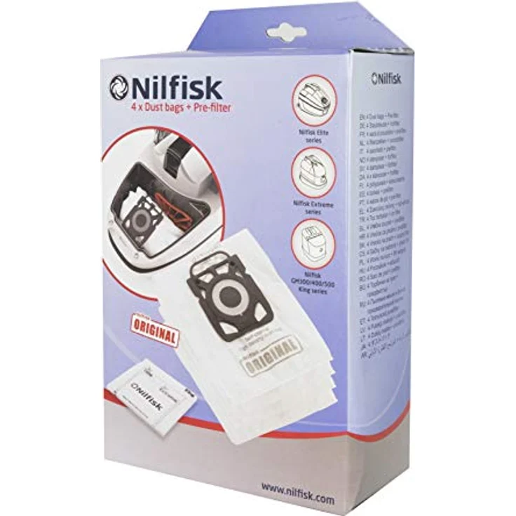 Nilfisk 107407940 Staubsaugerbeutel, 4er Pack für Nilfisk Elite Modelle, zuverlässige Staubaufnahme – Bild 1