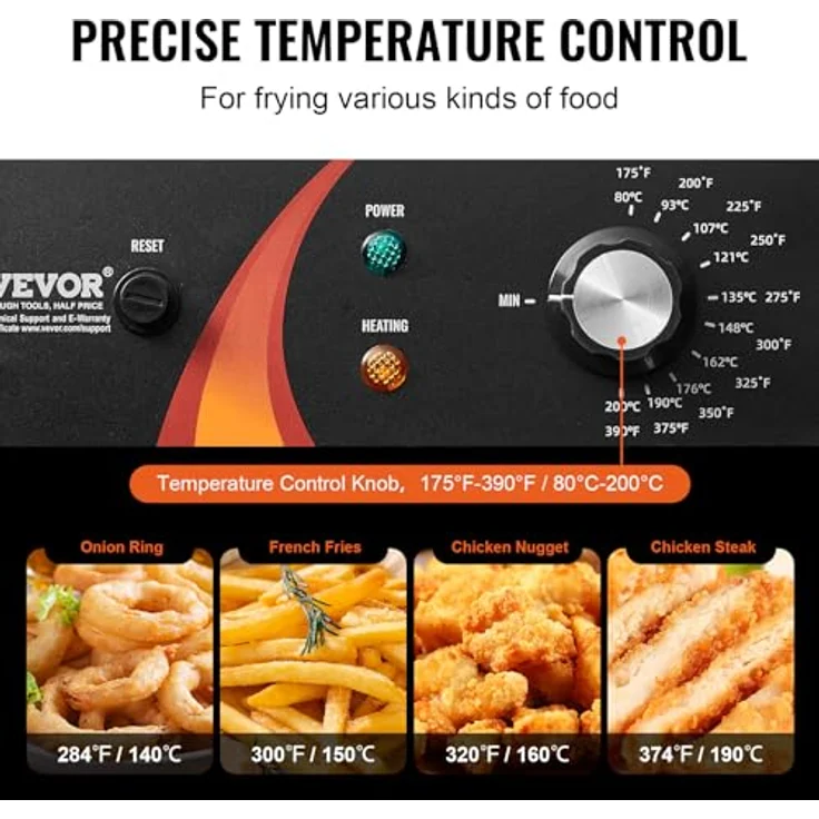 VEVOR Kommerzielle Fritteuse, 3100W Elektrische Aufsatzfritteuse mit 9 L Edelstahl Einölfritteuse für Restaurant Café Bar – Bild 4