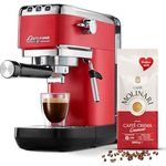 Tchibo Siebträger Espressomaschine Lapressa (Rot) mit 2-Tassen-Funktion und Milchschaumdüse, inkl. zwei doppelwandigen Sieben - 15 bar, 980ml Wassertank, INKLUSIVE Caffè Molinari GRATIS