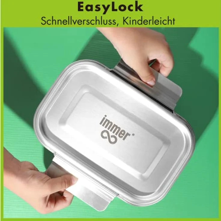 immer Edelstahl Brotdose - Nachhaltige Bento Lunchbox, auslaufsicher, plastikfrei, leicht zu reinigen und perfekt für Unterwegs (1200, EasyLock) – Bild 4