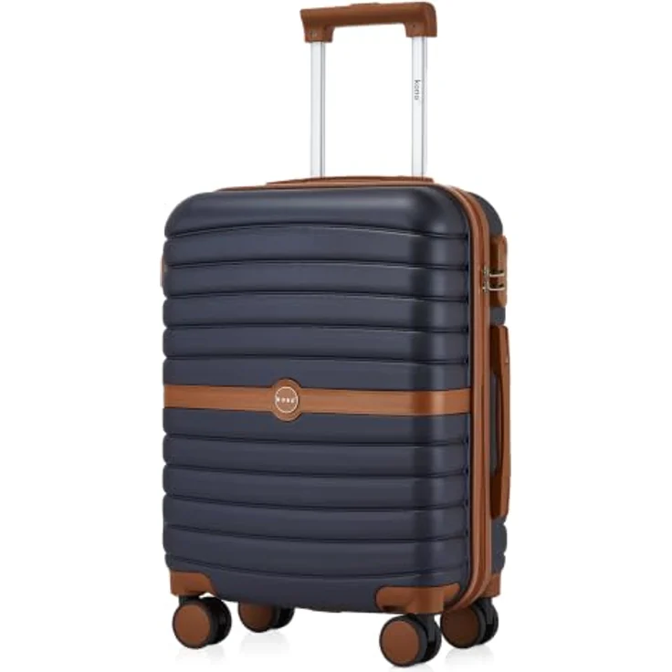KONO Handgepäck Koffer 55x40x20cm, Leichter Reisekoffer aus kratzfestem ABS+PC, Dunkelblau mit leisen 360° Doppelrollen und integriertem Zahlenschloss – Bild 1