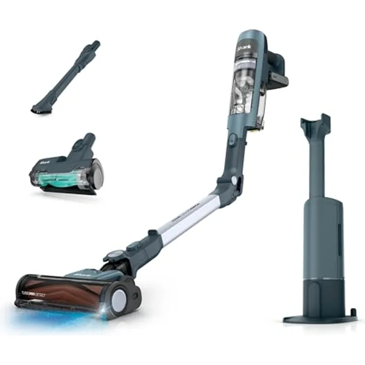 SHARK IA3246EUTBL PowerDetect Speed Luxe Collection Clean & Empty, Akku-Staubsauger mit selbstentleerender Ladestation, 350 Watt, blau
