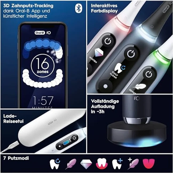 Oral-B iO Series 9 Black Onyx/Rose Quartz Elektrische Zahnbürste mit 2. Handstück – Bild 6