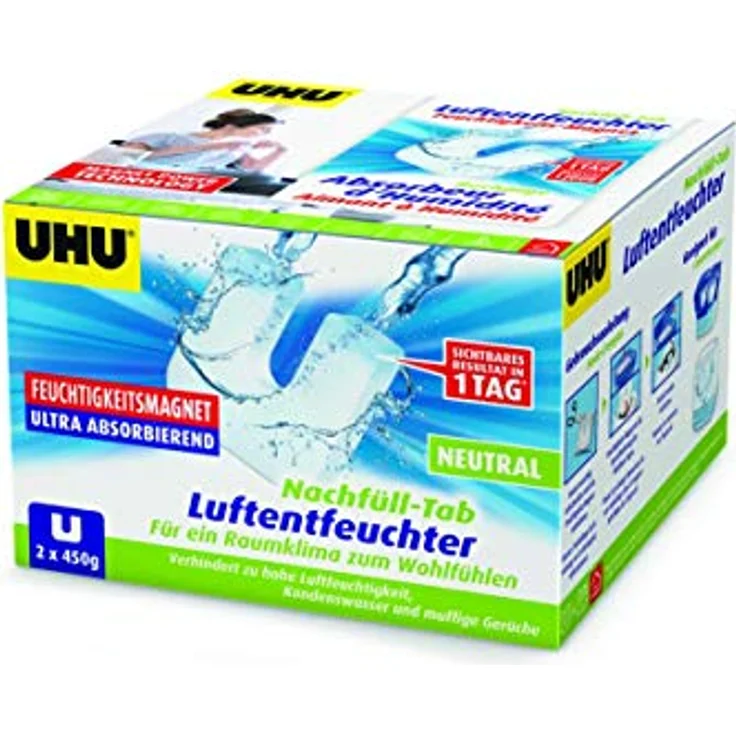 UHU Luftentfeuchter Feuchtigkeitsmagnet Neutral, 2 x 450 g - Effektive Feuchtigkeitsbekämpfung für Zuhause – Bild 3