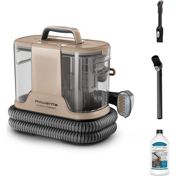 Rowenta Clean it Compact, tragbarer Teppichreinigungsgerät mit 400 W, austauschbaren Reinigungsköpfen, leicht und kompakt, IN3010