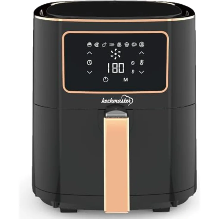 Kochmaster FrymaxX AirFryer XXL Heißluftfritteuse 5,5 L Digitales Touchscreen (Rose Gold), Turbo Blaze – Bild 1