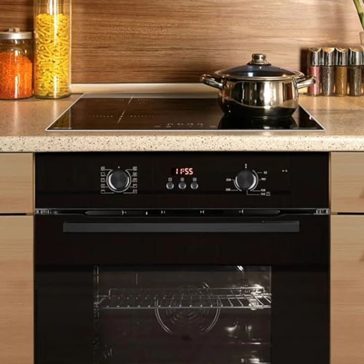 KKT KOLBE Autarkes Herdset BO8005FB und IH85900ED, 60 cm Einbaubackofen mit Grill Heißluft und 59 cm Induktionskochfeld, schwarz, mit Timer, Wärmeschutzverglasung und Kindersicherung – Bild 2