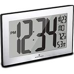 MARATHON CL030068 Slim Panorama Atomic Wanduhr mit Tischständer (Schwarz/Edelstahl)