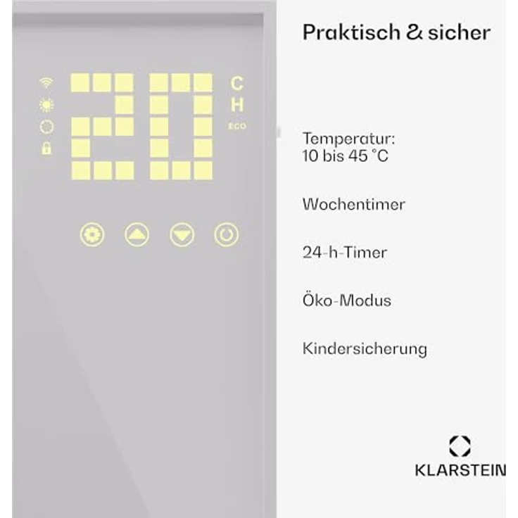Klarstein Infrarotheizung mit Thermostat, 400W Elektroheizung, Smart Home Infrarotheizung zur Wandmontage, IR mit App-Steuerung & Erkennung Offener Fenster, Effizienter Feuchtraum Heizkörper, weiß – Bild 5