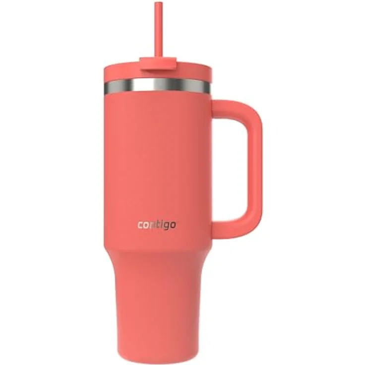 Contigo Streeterville Thermosflasche 1200 ml, isolierte Edelstahl-Trinkflasche mit Henkel und Strohhalm, kühlt 29 Stunden, BPA-frei, spülmaschinenfest – Bild 1