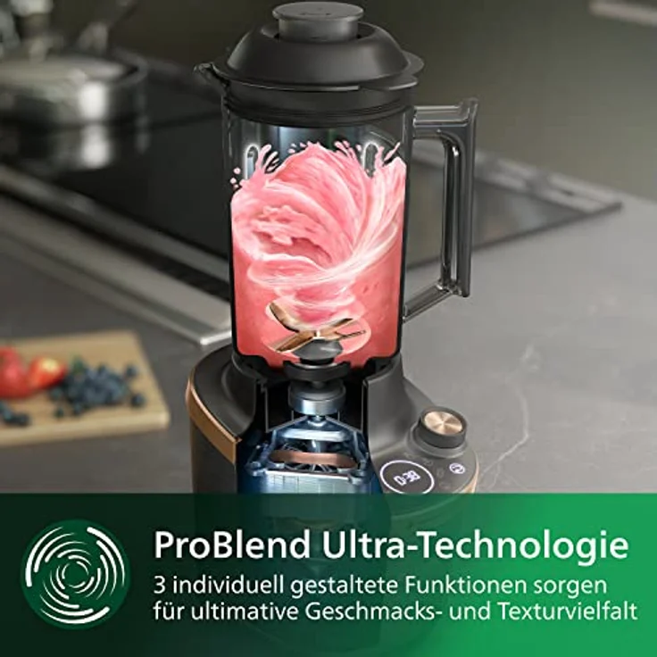 Philips Flip&Juice Hochleistungsmixer der 7000 Serie mit Entsaftermodul, Flip&Juice-Technologie, ProBlend Ultra, NutriU App, 8 Schnellauswahlprogramme, Schnellreinigungsfunktion (HR3770/10) – Bild 4