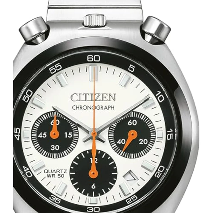 Citizen Herrenuhr Chronograph Edelstahl/Silberfarben AN3660-81A, Quarzwerk mit Stoppuhr und Kalender, weißes Zifferblatt – Bild 2
