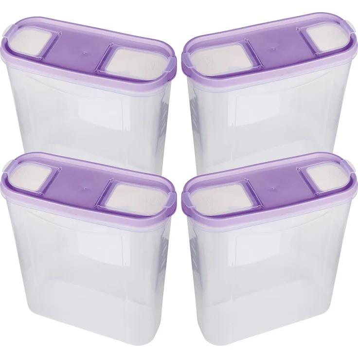 Bestlivings Vorratsdosen mit Deckel 4,5 Liter (4er Pack / Lila), Luftdicht Schüttdose BPA frei - Stapelbare Frischhaltedosen mit Klappdeckel