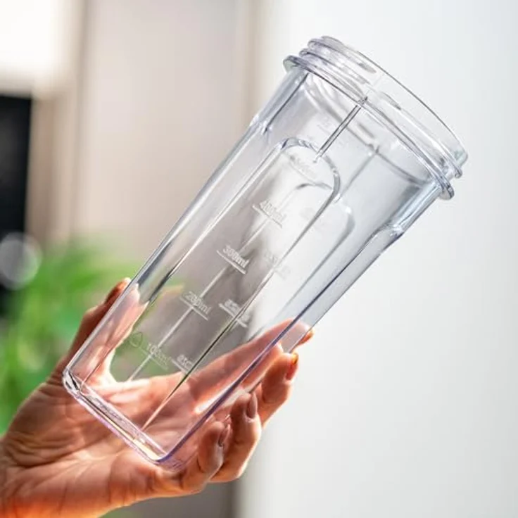 Guzzini Sous Chef On-The-Go-Standmixer, 600 ml und 300 ml Becher, Doppelklinge aus Edelstahl, Pulse-Funktion, zwei Geschwindigkeiten, Bio-Basis (Marineblau) – Bild 5