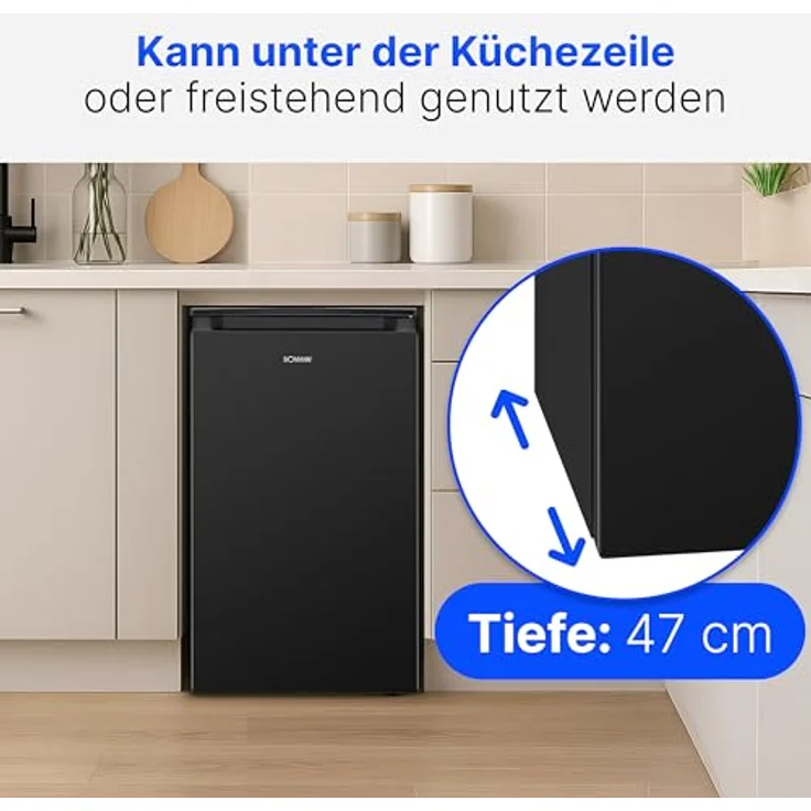 Bomann® VS 7255, Kühlschrank ohne Gefrierfach, 87 Liter Nutzinhalt, 3 Ablagen, leise, Türanschlag wechselbar, schwarz, 84 cm – Bild 6