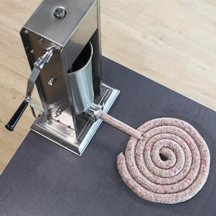 BROWIN® Manuell Wurstfüller aus Edelstahl 311036 | 3 Liter vertikale Wurstmaschine mit Tischklemme | Wurstfüllmaschine | Hausgemachte Wurstpresse | inkl. 6 Füllrohren, robustes Edelstahldesign – Bild 2