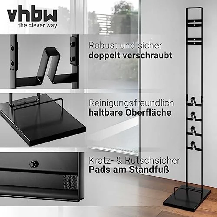 vhbw Staubsaugerhalter kompatibel mit Philips SpeedPro Max FC6813/01 Handstaubsauger Dunkelgrau - Robuste Aufbewahrung mit Bodenplatte und Gummifüßen – Bild 3