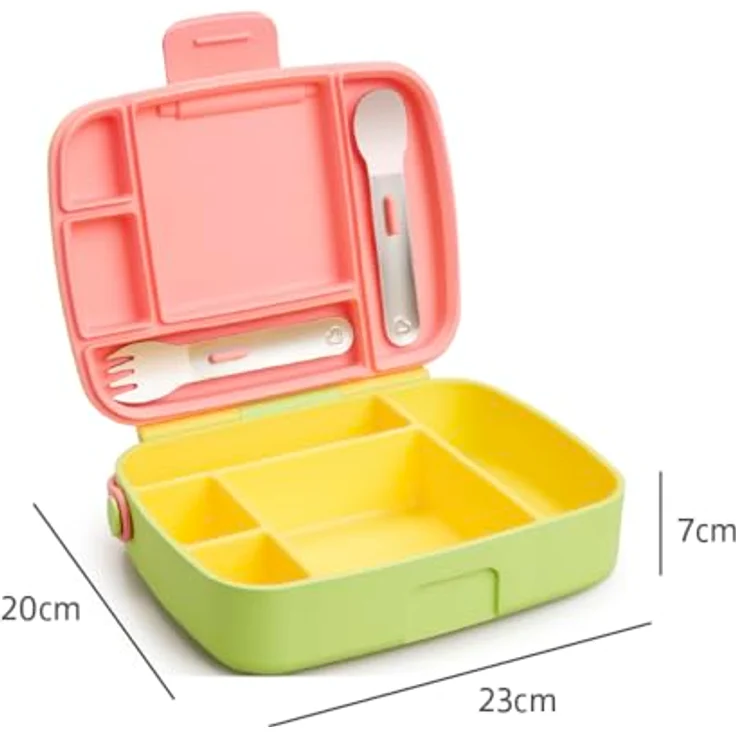 Munchkin Bento Box Brotdose für Kleinkinder mit Besteck, gelb-Grün – Bild 7