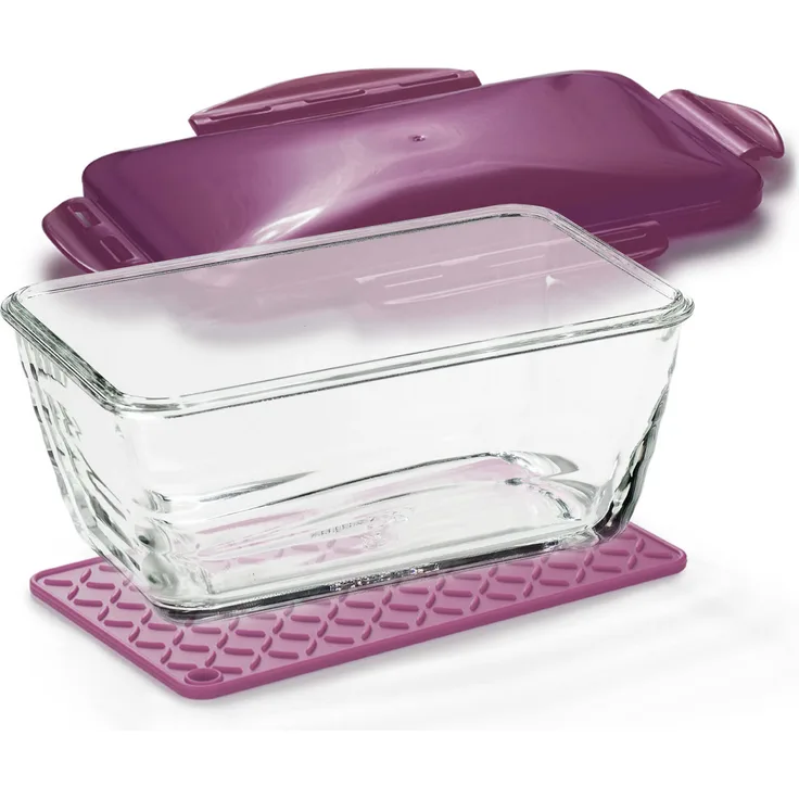 Genius Nicer Dicer Chef S Glasschüssel | Set 3-tlg. : Aubergine, backofengeeignet bis 250°C, gefriergeeignet bis -18°C