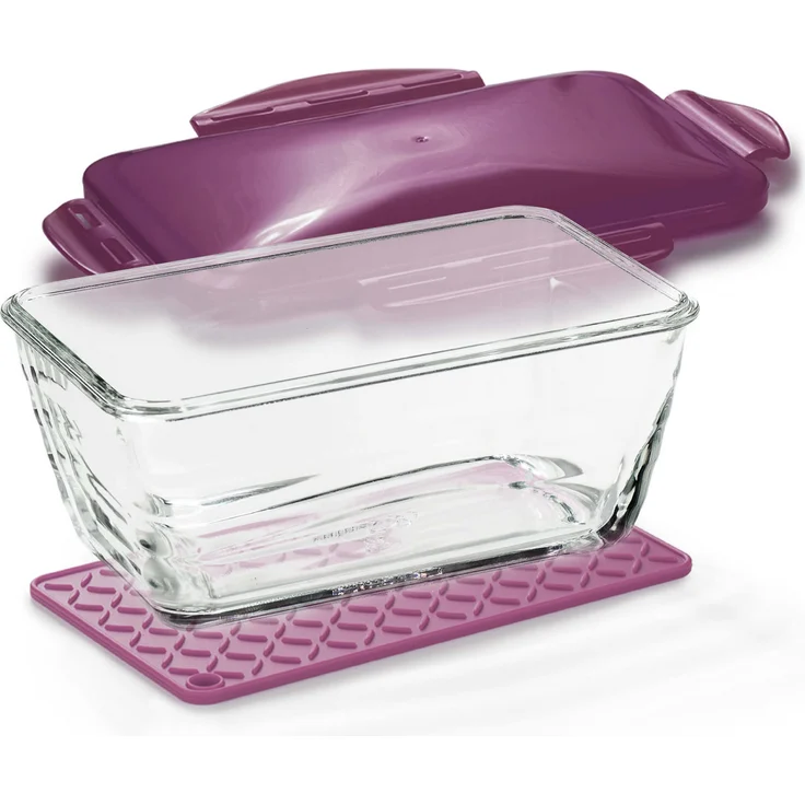Genius Nicer Dicer Chef S Glasschüssel | Set 3-tlg. : Aubergine, backofengeeignet bis 250°C, gefriergeeignet bis -18°C