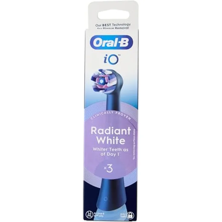 Oral-B iO Series Radiant White Black Ersatzköpfe, Plaque-Entfernung, Zahnaufhellung, 3