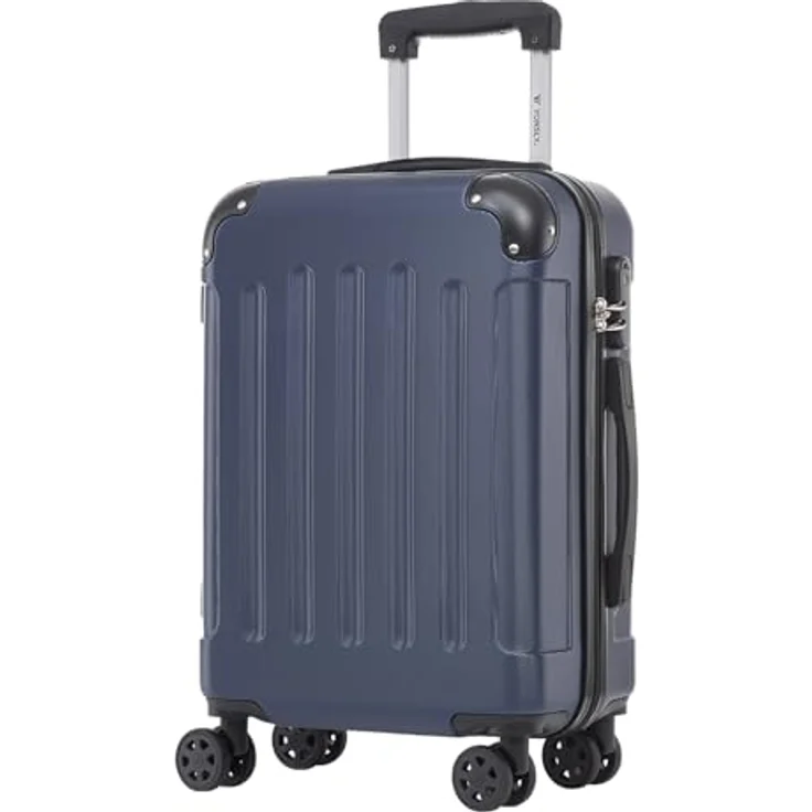YONSLY Hartschalenreisekoffer M, Dunkelblau, Trolley mit 4 Rollen 360°, Zahlenschloss und weichem Gummigriff – Bild 1