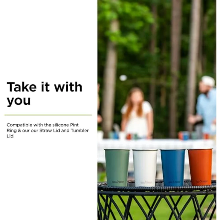 Klean Kanteen 4er Set Pint Cup aus Edelstahl, Einwandig, in verschiedenen Farben, 473ml, Partake – Bild 3