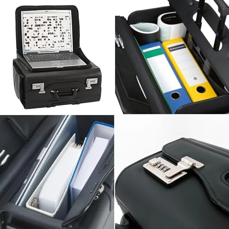 Alassio Pilotenkoffer San Remo, Teleskoptrolleysystem, Laptopfach, Schwarz – Bild 3