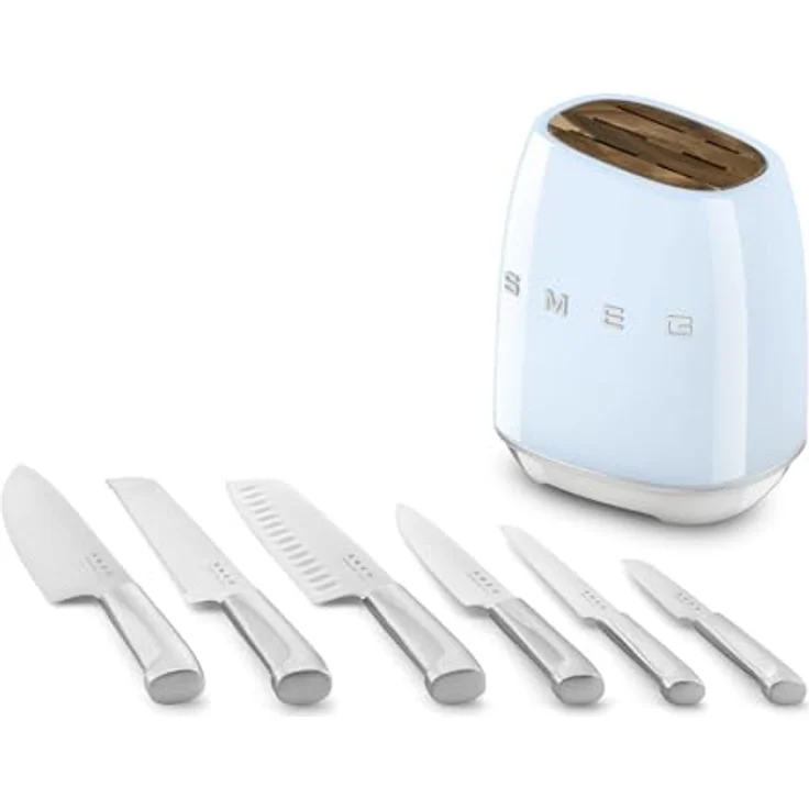 Smeg Messerblock KBSF02PB in Hellblau, aus Edelstahl und Akazienholz – Bild 5