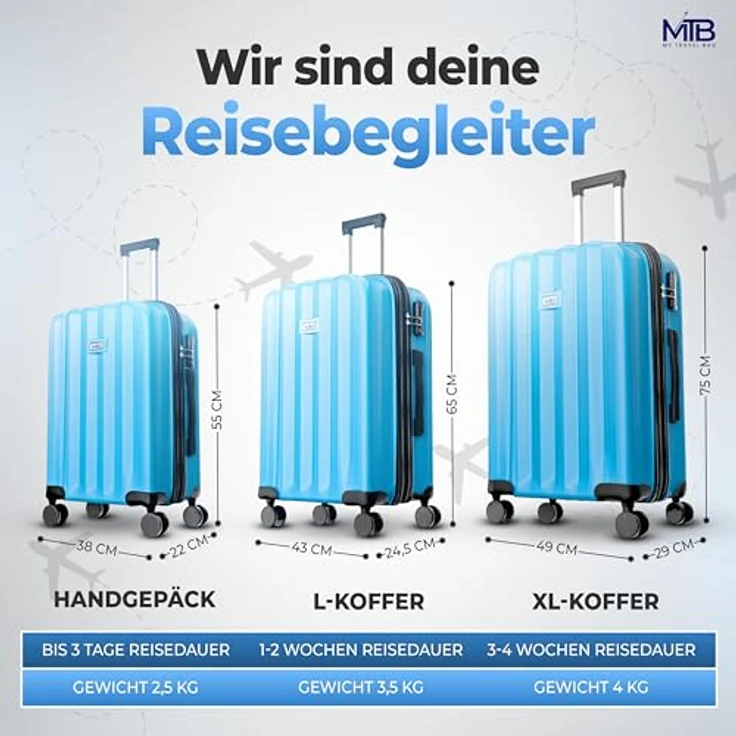 MY TRAVEL BAG Hartschalen-Koffer Trolley ABS Reisekoffer 4 Zwillingsrollen + 5cm Dehnungsfuge (Grün, Großer Koffer (75cm)) – Bild 3