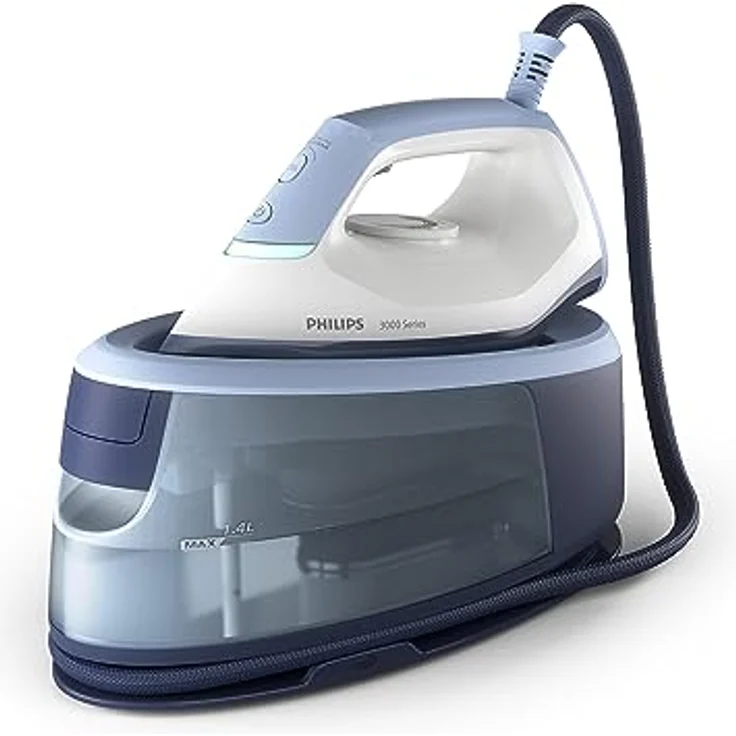 Philips Dampfgenerator der 3000er Serie, Bis zu 25% weniger Zeitaufwand beim Bügeln*, Schnell und leistungsstark, Kompakt und praktisch, Einfach und sicher, Deep Azur (PSG3000/20) – Bild 1