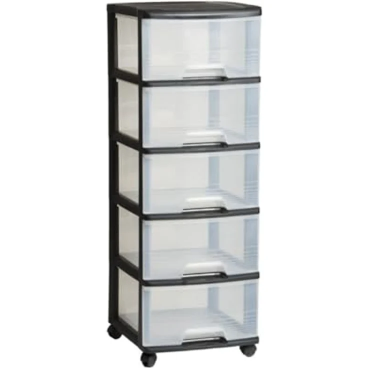 Curver Regalkorb 5x20L, langlebiger und praktischer Aufbewahrungskorb für Küchenorganisation, mobil mit hochwertigem Radstand – Bild 1