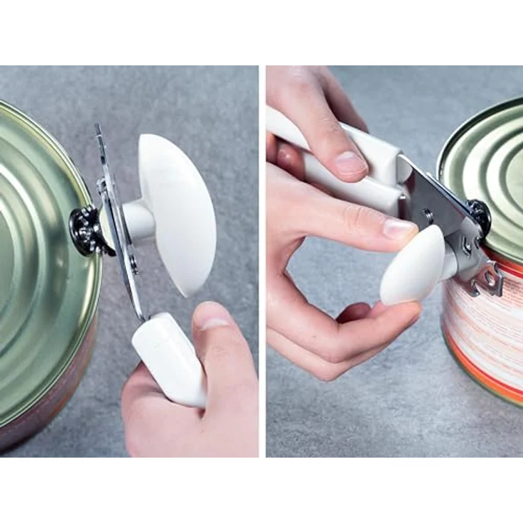Leifheit Dosenöffner Exact ComfortLine-Serie, für einfaches Öffnen ohne Kraftaufwand, Deckelöffner mit gehärtetem Schneidrad, Flaschenöffner, mit Kapselheber, weiß – Bild 4