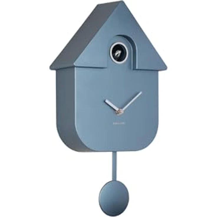 Karlsson Kuckucksuhr Modern Cuckoo Metallic, Rechteckige Wanduhren in Blau, 21.5x8.5x41cm aus Thermoplast, dekorative Ergänzung für modernes Wohnzimmer – Bild 1