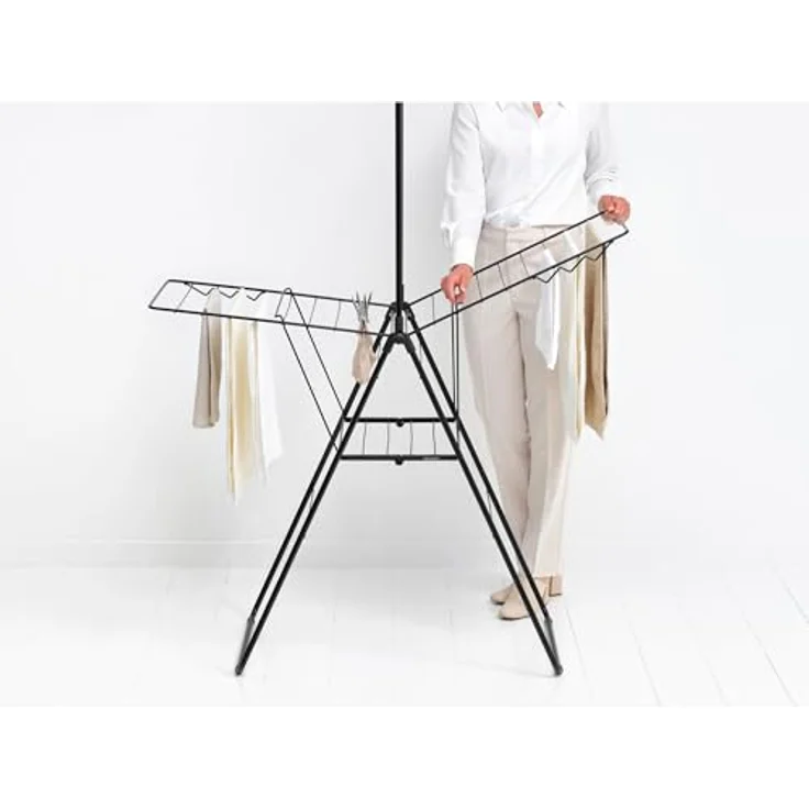 Brabantia Wäschetrockner mit Bügel, Wäscheständer, 20 Meter Trocknungsfläche, platzsparend, schwarz – Bild 6