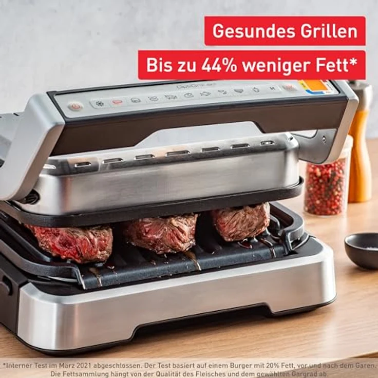 Tefal Kontaktgrill GC773D OptiGrill 2-in-1 mit Grillzange, 2100 W, 9 Auto-Programme, aufklappbar, intelligenter Grill & BBQ – Bild 4