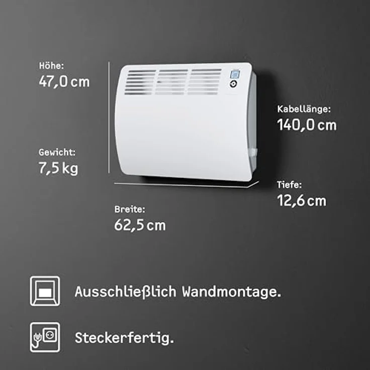 Stiebel Eltron Wand-Konvektor CON 15 Premium für ca. 15 m², 1,5 kW, Wochentimer, Offene Fenster Erkennung, 237832, Konvektor – Bild 6