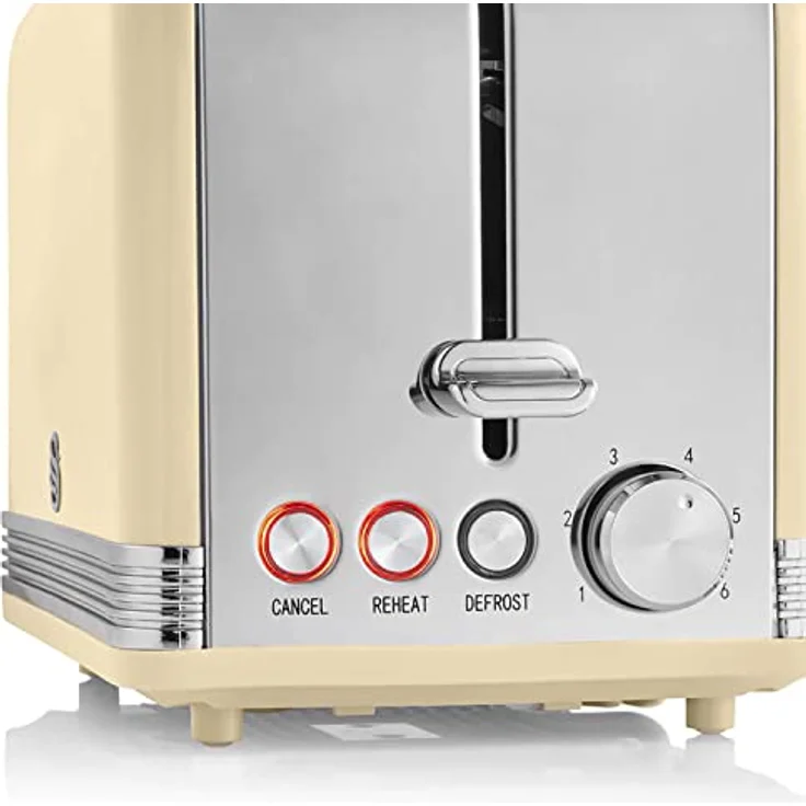 SWAN STP7050CNEU Retro Frühstücksset, Wasserkocher 1,8L kabellos mit Überhitzungsschutz und 2 Breitschlitz-Toaster in Vintage Creme – Bild 11