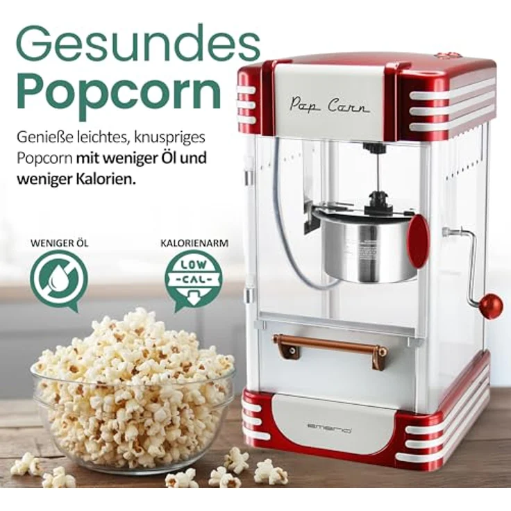 Emerio Popcornmaschine POM-120650, antihaftbeschichteter Behälter auch für süßes oder salziges Popcorn geeignet, 360 Watt – Bild 7