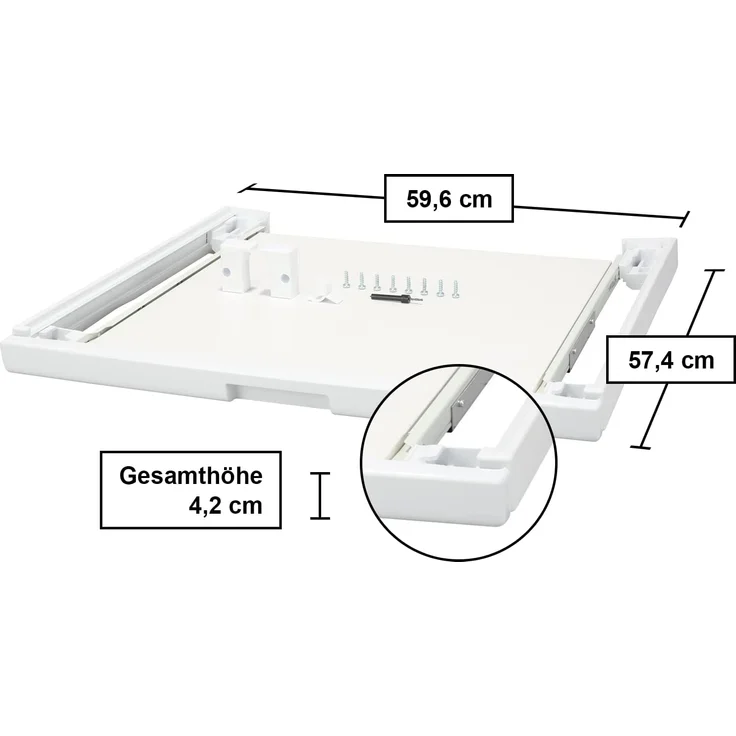 Bosch WTZ11400, Wäschetrockner-Verbindungssatz, Maße (B x H x T) 596 x 42 x 574 mm, Auszugsplatte – Bild 2