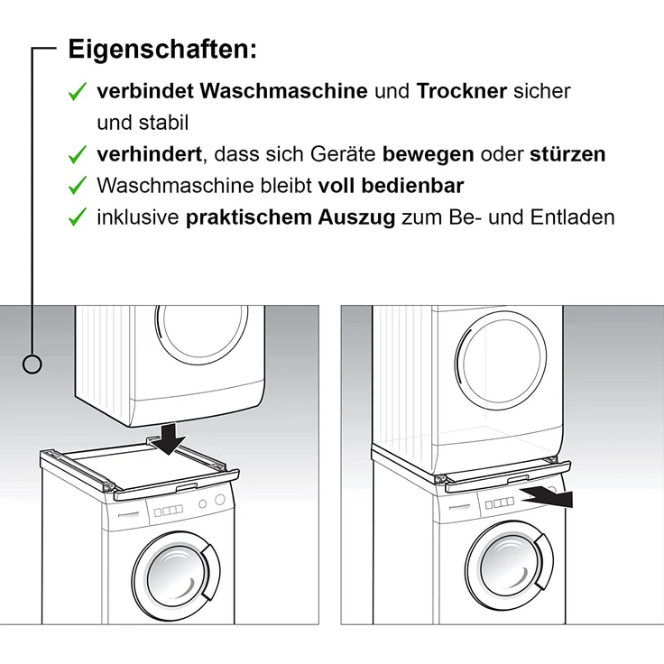 Bosch WTZ11400, Wäschetrockner-Verbindungssatz, Maße (B x H x T) 596 x 42 x 574 mm, Auszugsplatte – Bild 3