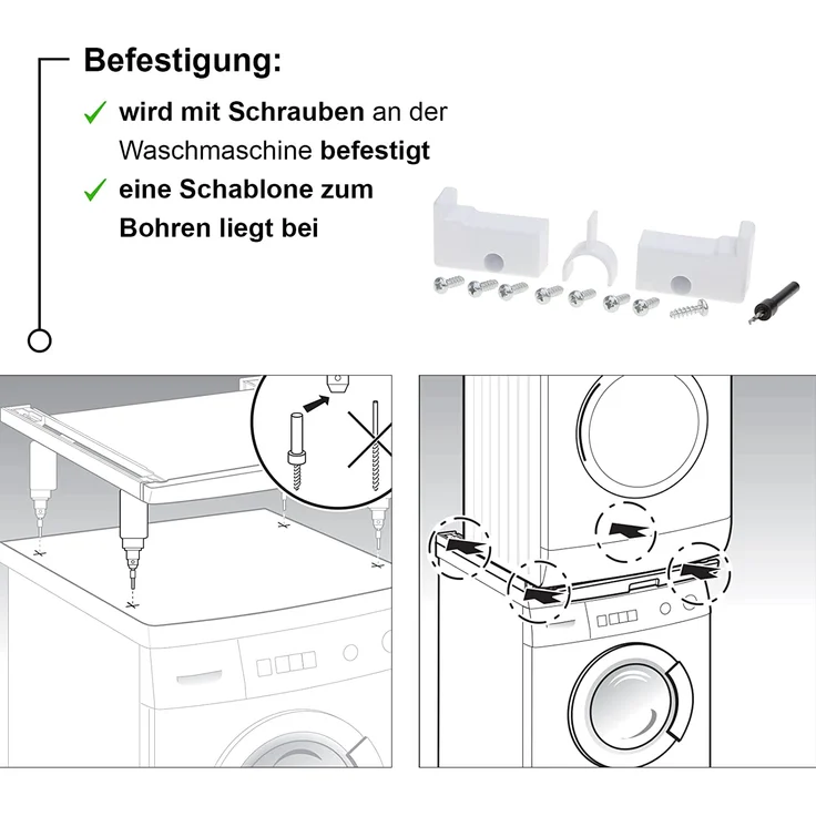 Bosch WTZ11400, Wäschetrockner-Verbindungssatz, Maße (B x H x T) 596 x 42 x 574 mm, Auszugsplatte – Bild 4