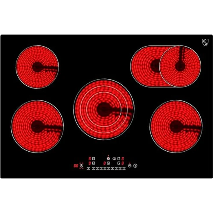 K&H Glaskeramikkochfeld NC-9608F, 5 Zonen, autark, 77 cm, 9600W, Touch-Control, 9 Leistungsstufen – Bild 1